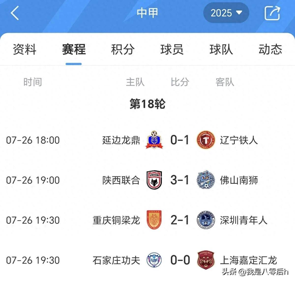 中国足球联赛最新战报，球队积分走势